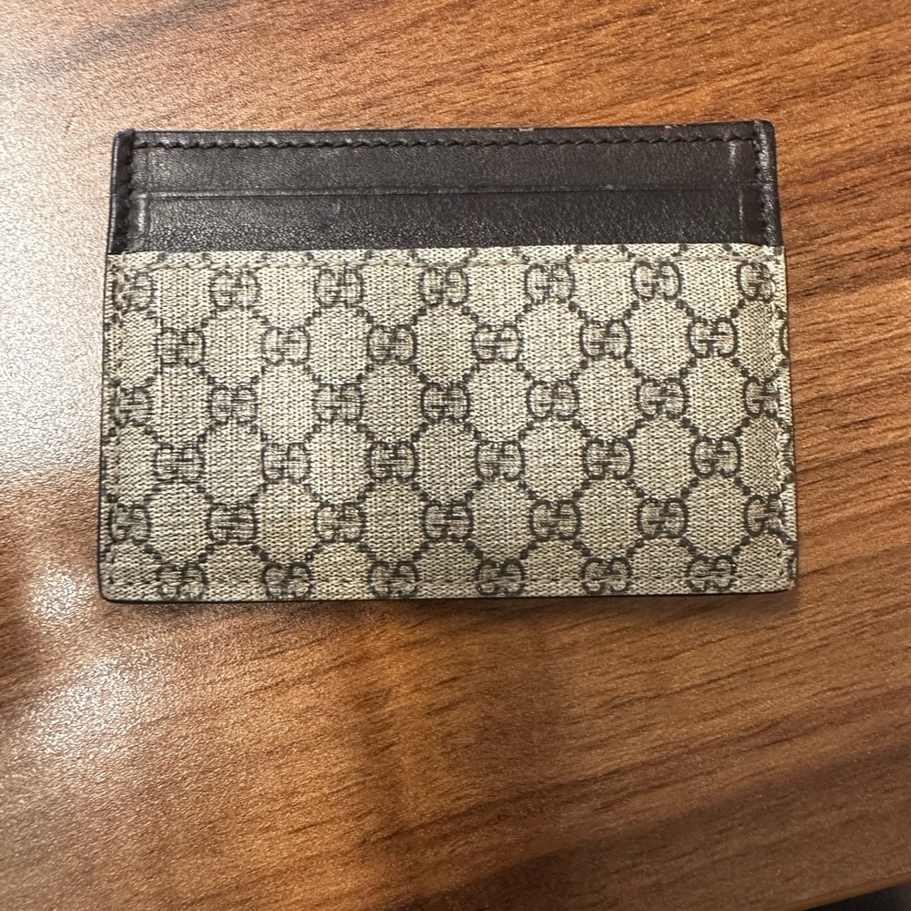 Gucci Monogram Beige and Dark Brown Card Holder